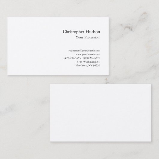 プレミアムシルクプロフェッショナル白黒シンプルプレーン 名刺 (正面/裏面)