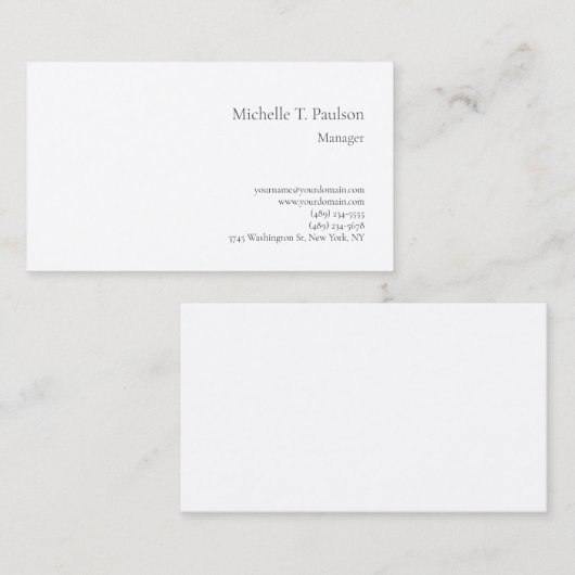 プレミアムシルクミニマリストモダンプレーン 名刺 (正面/裏面)