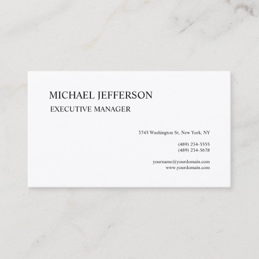 プレミアムシルクモダンエレガントシンプル白黒 名刺 (正面)