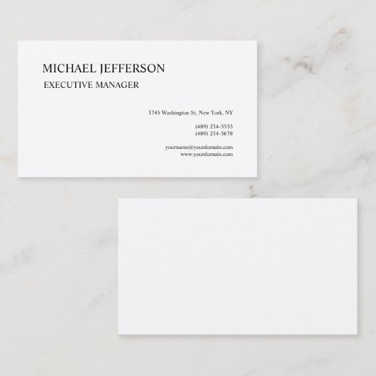 プレミアムシルクモダンエレガントシンプル白黒 名刺 (正面/裏面)