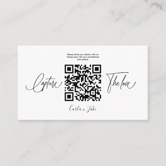 プレミアムシンプル共有結婚の写真とQRコード エンクロージャーカード (正面)
