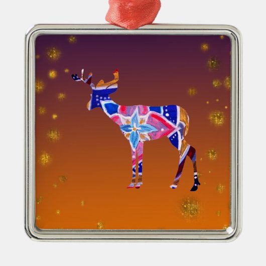 プレミアムスクエアオーナメントマンダラディアー メタルオーナメント (正面)