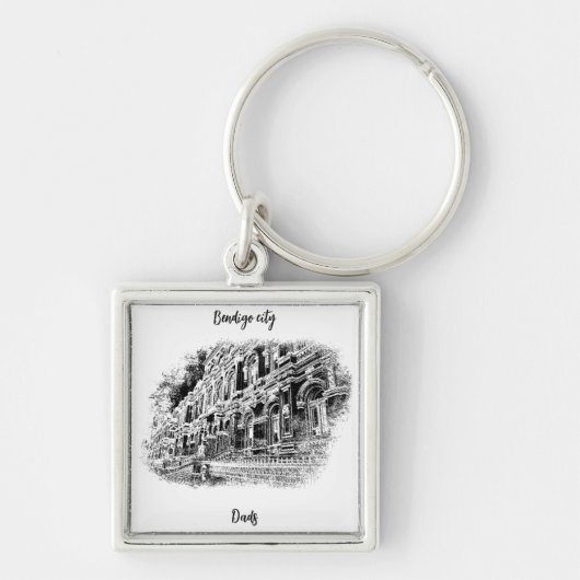 プレミアムスクエアキーチェーン、大(5.08 cm) キーホルダー (正面)