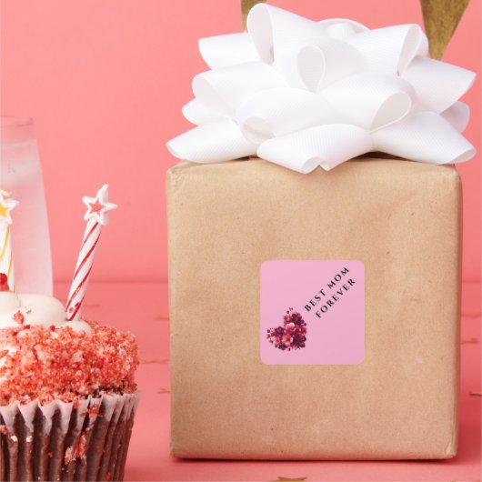 プレミアムステッ最高のク- Mom Forever スクエアシール (パーティー)