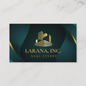 プレミアムダークグリーンと金ゴールドラグジュアリー実在エテート 名刺 (正面)