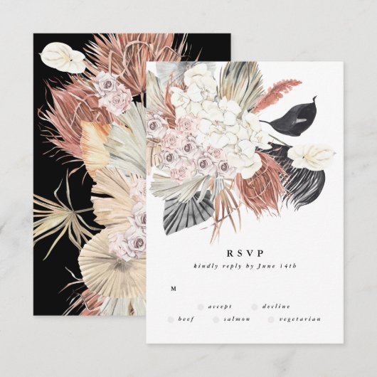 プレミアムパンパスグラスフラワートロピカルブエレガントラック 出欠カード (正面/裏面)