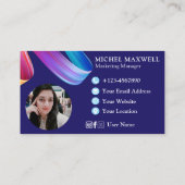 プレミアムパープルピンクブルーモダンくもの巣デザイナー 名刺 (裏面)