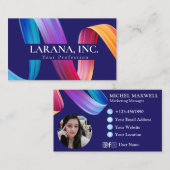 プレミアムパープルピンクブルーモダンくもの巣デザイナー 名刺 (正面/裏面)