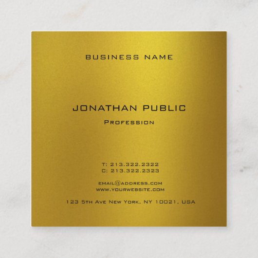 プレミアムパールエレガント金ゴールドルックテンプレートリュックスカッコいい スクエア名刺 (裏面)