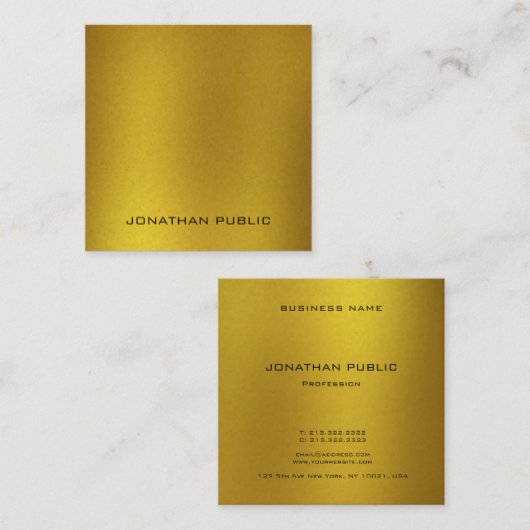 プレミアムパールエレガント金ゴールドルックテンプレートリュックスカッコいい スクエア名刺 (正面/裏面)