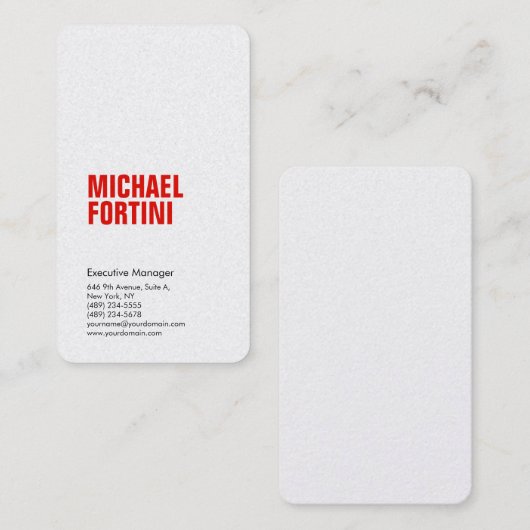 プレミアムパールモダンミニマはっきりしたリスト赤白 名刺 (正面/裏面)