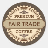 プレミアムフェアトレードヴィンテージスタイルビジネスステッカー ラウンドシール (正面)