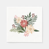 プレミアムフェスティバルポインセチアクリスマスホリデー スタンダードカクテルナプキン (正面)