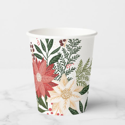 プレミアムフェスティバルポインセチアクリスマスホリデー 紙コップ (正面)