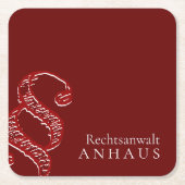 プレミアムブラウンホワイト弁護士 スクエアペーパーコースター (正面)