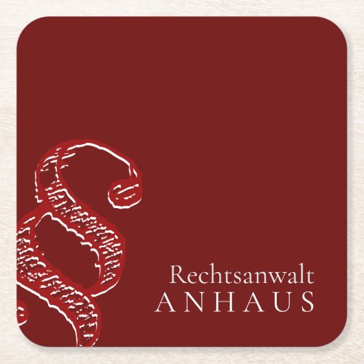 プレミアムブラウンホワイト弁護士 スクエアペーパーコースター (正面)