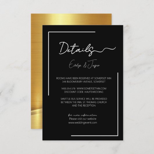 プレミアムブラックウェディングイベントの詳細 エンクロージャーカード (正面/裏面)