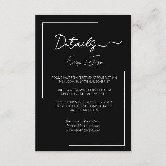 プレミアムブラックウェディングイベントの詳細 エンクロージャーカード (正面)