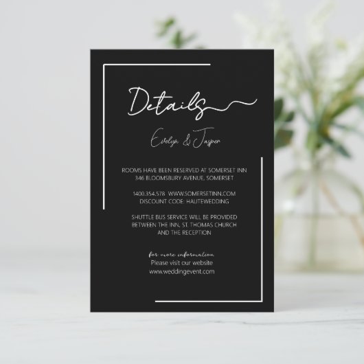 プレミアムブラックウェディングイベントの詳細 エンクロージャーカード (スタンド正面)