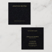 プレミアムブラックエレガントデザインシンプル金ゴールド名 スクエア名刺 (正面/裏面)