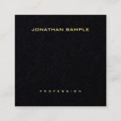 プレミアムブラックエレガントデザインシンプル金ゴールド名 スクエア名刺 (正面)