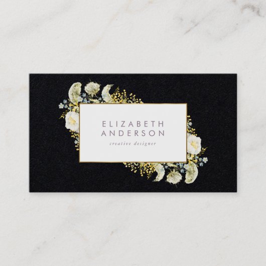 プレミアムブラックエレガント金ゴールド野草企業の 名刺 (正面)