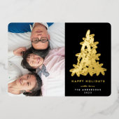 プレミアムブラックオニキス金ゴールドクリスマスパインツリー写真 箔シーズンカード (正面)