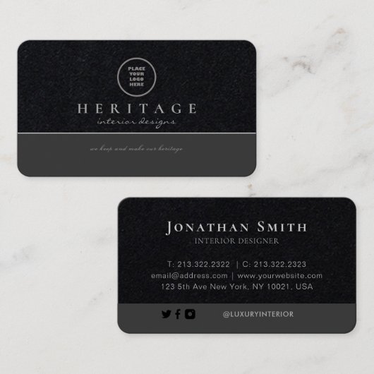 プレミアムブラックグレープロフェッショナルソーシャルメディアのロゴ 名刺 (正面/裏面)