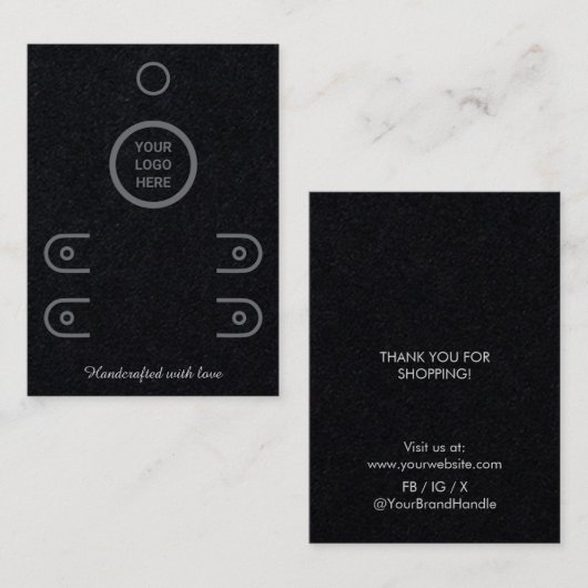 プレミアムブラックダブルロースタッドイヤリングディスプレイカード コーリングカード (正面/裏面)