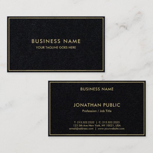 プレミアムブラックテンプレートラグジュアリーエレガントモダン金ゴールド 名刺 (正面/裏面)