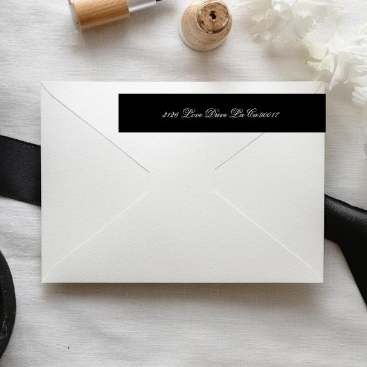 プレミアムブラックフォーマルとホワイト結婚スクリプト ラップアラウンドラベル