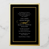 プレミアムブラックフォーマル金ゴールドアンパサンド結婚フレーム 箔招待状 (正面)