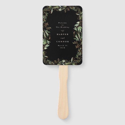 プレミアムブラックモダンオニックス抽象芸術ユーカリファンク ハンドファン (正面)