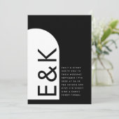プレミアムブラックモダンモノグラムボホアーチ結婚ーズ 招待状 (スタンド正面)