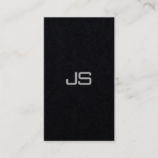 プレミアムブラックモダンモノグラム垂直エクセレント 名刺 (正面)