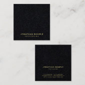 プレミアムブラックモダン金ゴールド文字エレガントシンプルトップ スクエア名刺 (正面/裏面)