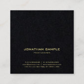 プレミアムブラックモダン金ゴールド文字エレガントシンプルトップ スクエア名刺 (裏面)