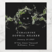 プレミアムブラックユーカリリースモノグラム結婚ズ ワインラベル (シングルラベル)