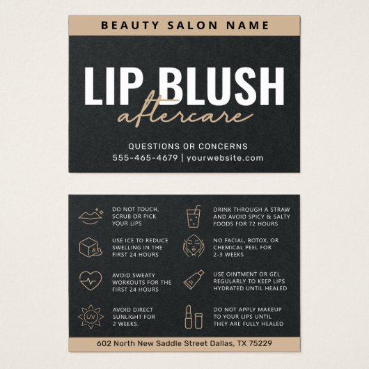 プレミアムブラックラグジュアリーリップ赤面アフターケアカード (正面&裏面)