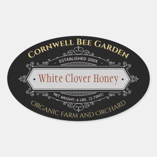 プレミアムブラックラベルヴィンテージはちみつ瓶シール 楕円形シール (正面)