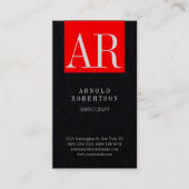 プレミアムブラックレッドトレンディーモノグラムプレーン 名刺 (正面)