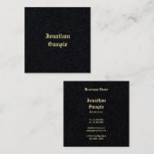 プレミアムブラック金ゴールドオークラシックルド英語フォントシック スクエア名刺 (正面/裏面)