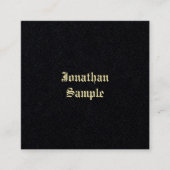 プレミアムブラック金ゴールドオークラシックルド英語フォントシック スクエア名刺 (正面)