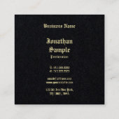 プレミアムブラック金ゴールドオークラシックルド英語フォントシック スクエア名刺 (裏面)
