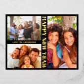 プレミアムブラック金ゴールドハッピーニューイヤー数々の写真 箔シーズンポストカード (正面)