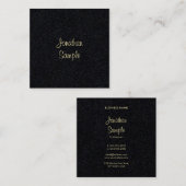 プレミアムブラック金ゴールドハンドスクリプトフォントプレーン スクエア名刺 (正面/裏面)