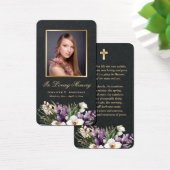 プレミアムブラック金ゴールドフローラメモリアル祈りの言葉カード (デスク)