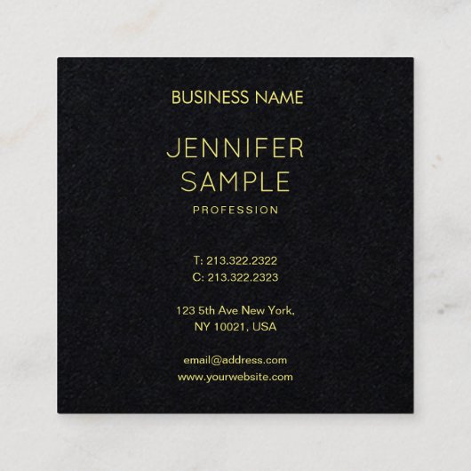 プレミアムブラック金ゴールドプロフェッショナル スクエア名刺 (裏面)