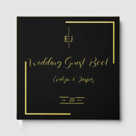 プレミアムブラック金ゴールドモダンタイポグラフィ ゲストブック