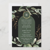 プレミアムブラック金ゴールドユーカリプトゥスエメラルド 招待状 (正面)